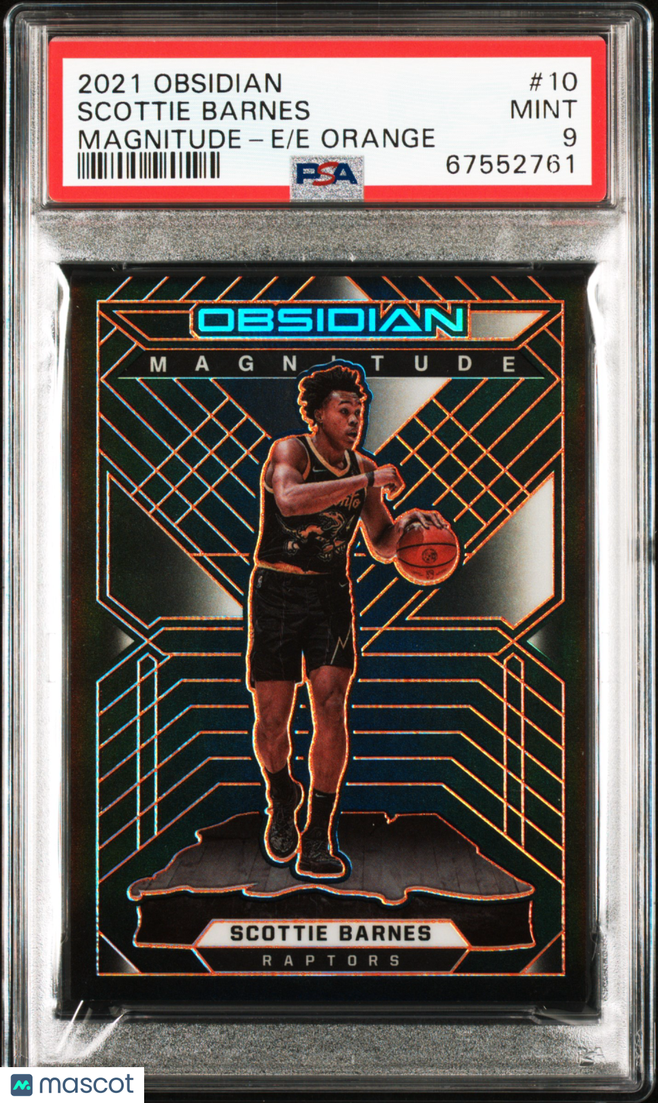 2021 Panini Obsidian Magnitude Scottie Barnes #10 Orange 18/35 PSA 9