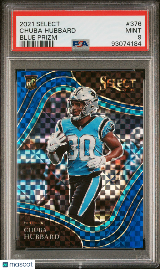 2021 Panini Select Chuba Hubbard #376 Blue Prizm PSA 9