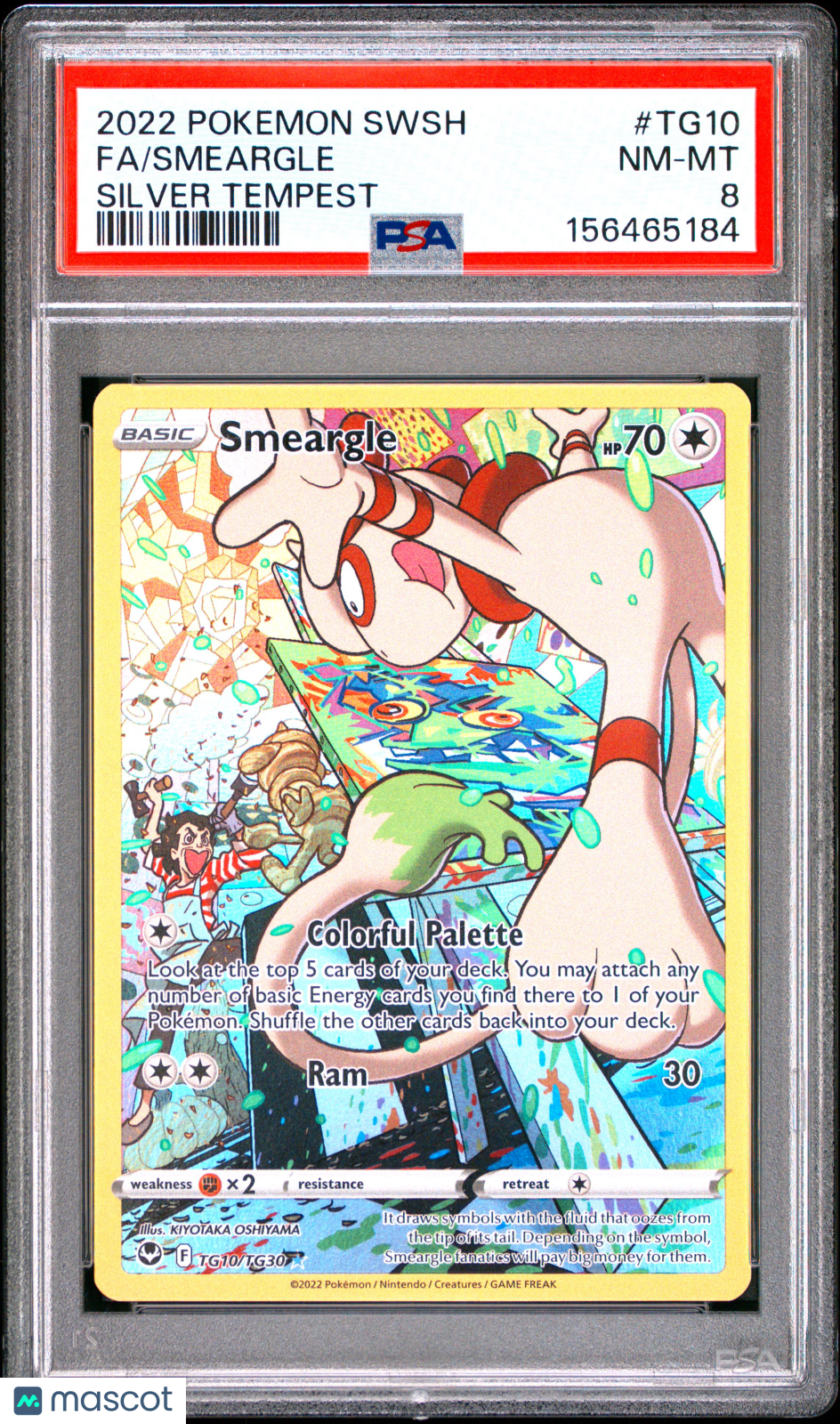 2022 Pokemon Sword & Shield Silver Tempest Smeargle #TG10 Silver Tempest Fa PSA 8
