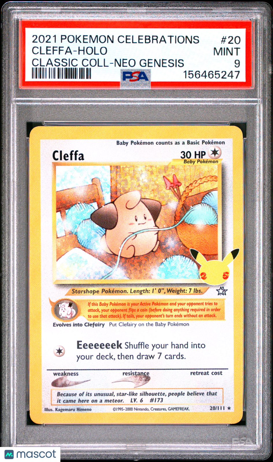 2021 Pokemon Celebrations Classic Collection Cleffa #20 PSA 9