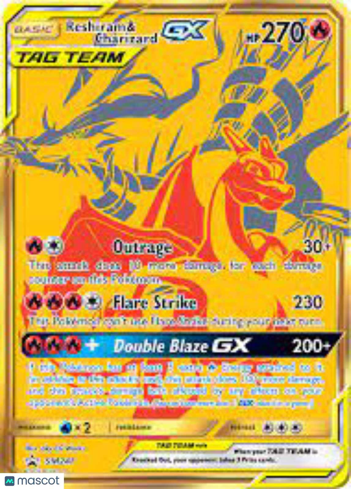 2016 Pokemon Sun & Moon Promos Reshiram & Charizard GX #247 Unlimited AGS 9.5