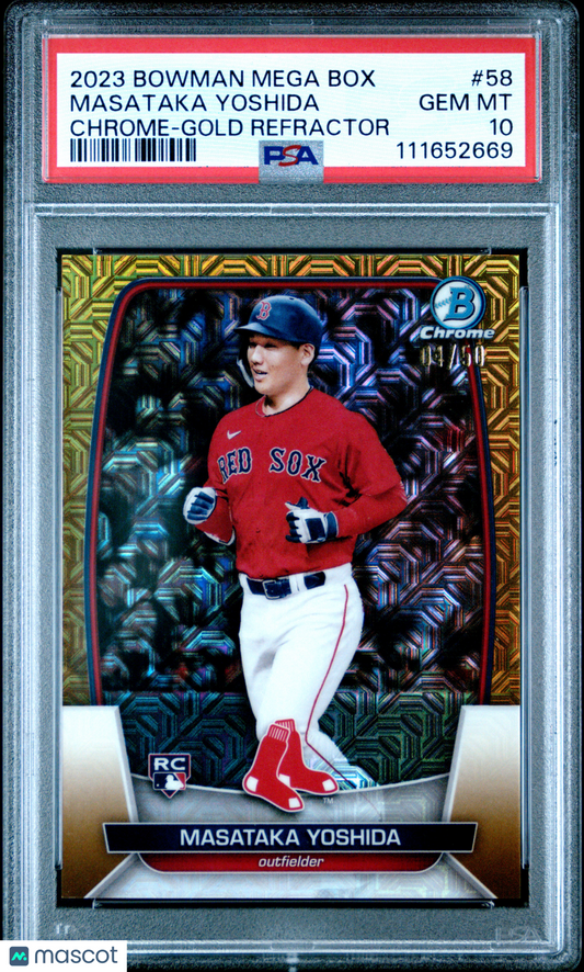 2023 Bowman Mega Box Chrome Masataka Yoshida #58 Gold Refractor PSA 10