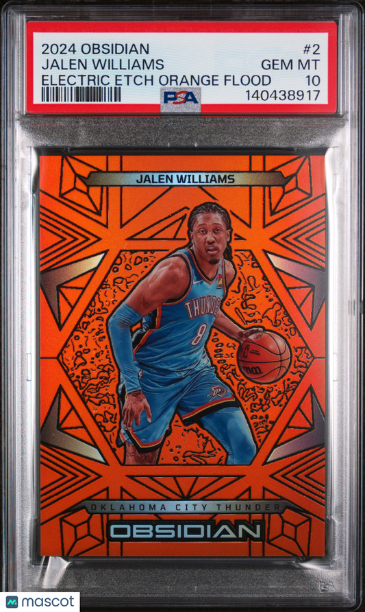 2024 Panini Obsidian Jalen Williams #2 Electric Etch Orange Flood PSA 10