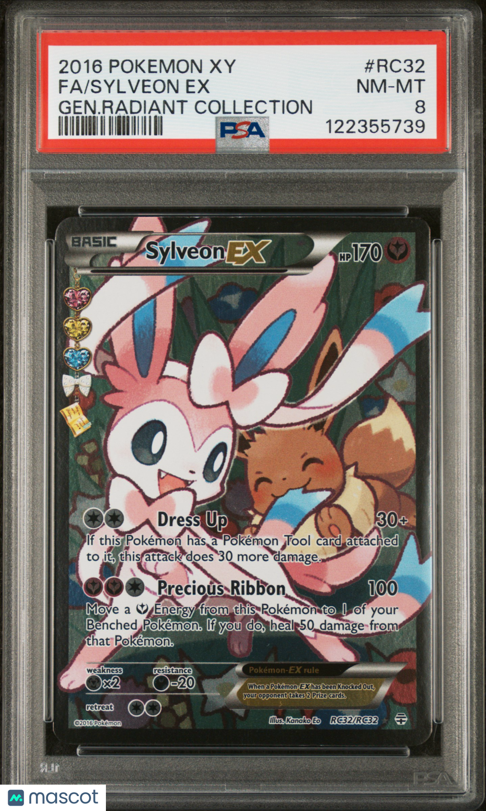 2016 Pokemon Xy Generations Radiant Collection Sylveon EX #RC32 Fa PSA 8