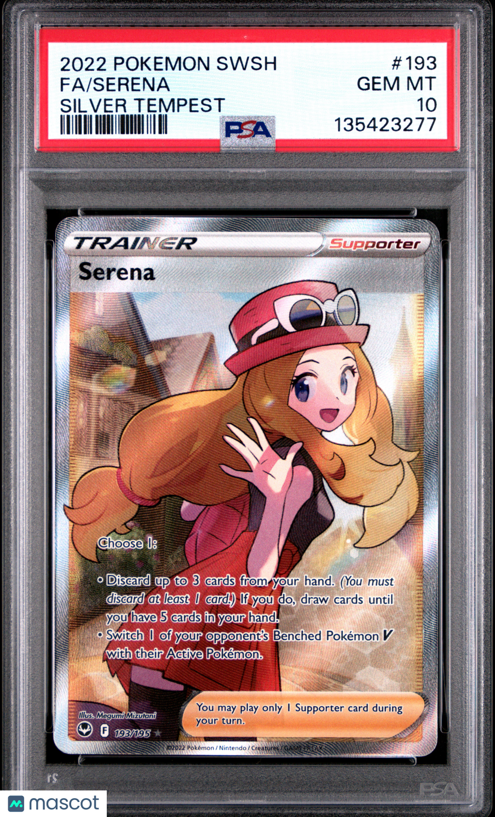 2022 Pokemon Sword & Shield Silver Tempest Serena #193 Silver Tempest Fa PSA 10