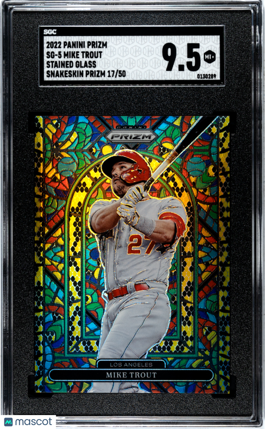 2022 Panini Prizm Mike Trout #SG-5 Stained Glass Snakeskin SGC 9.5