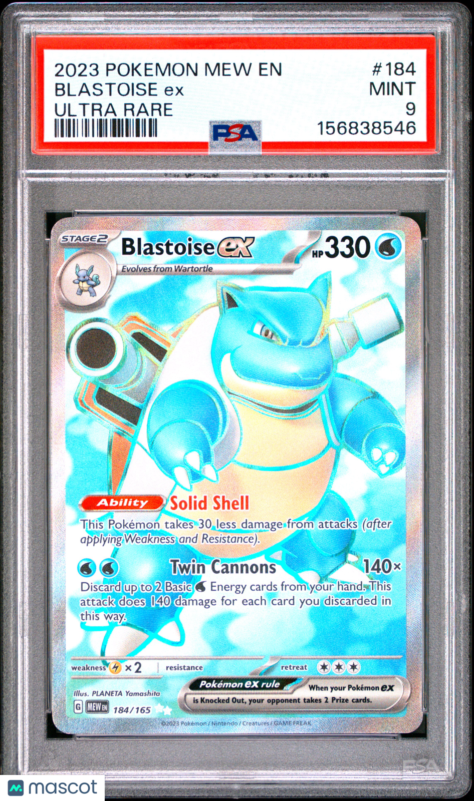 2023 Pokemon Mew EN-151 Blastoise EX #184 PSA 9