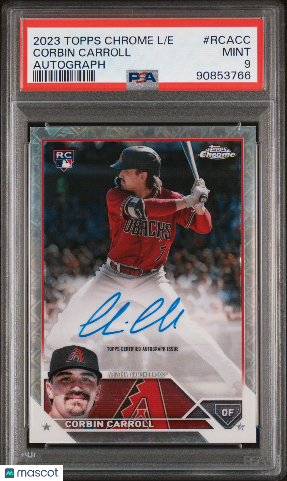 2023 Topps Chrome Logofractor Edition Corbin Carroll #RCACC Refractor Chrome Autograph SP PSA 9