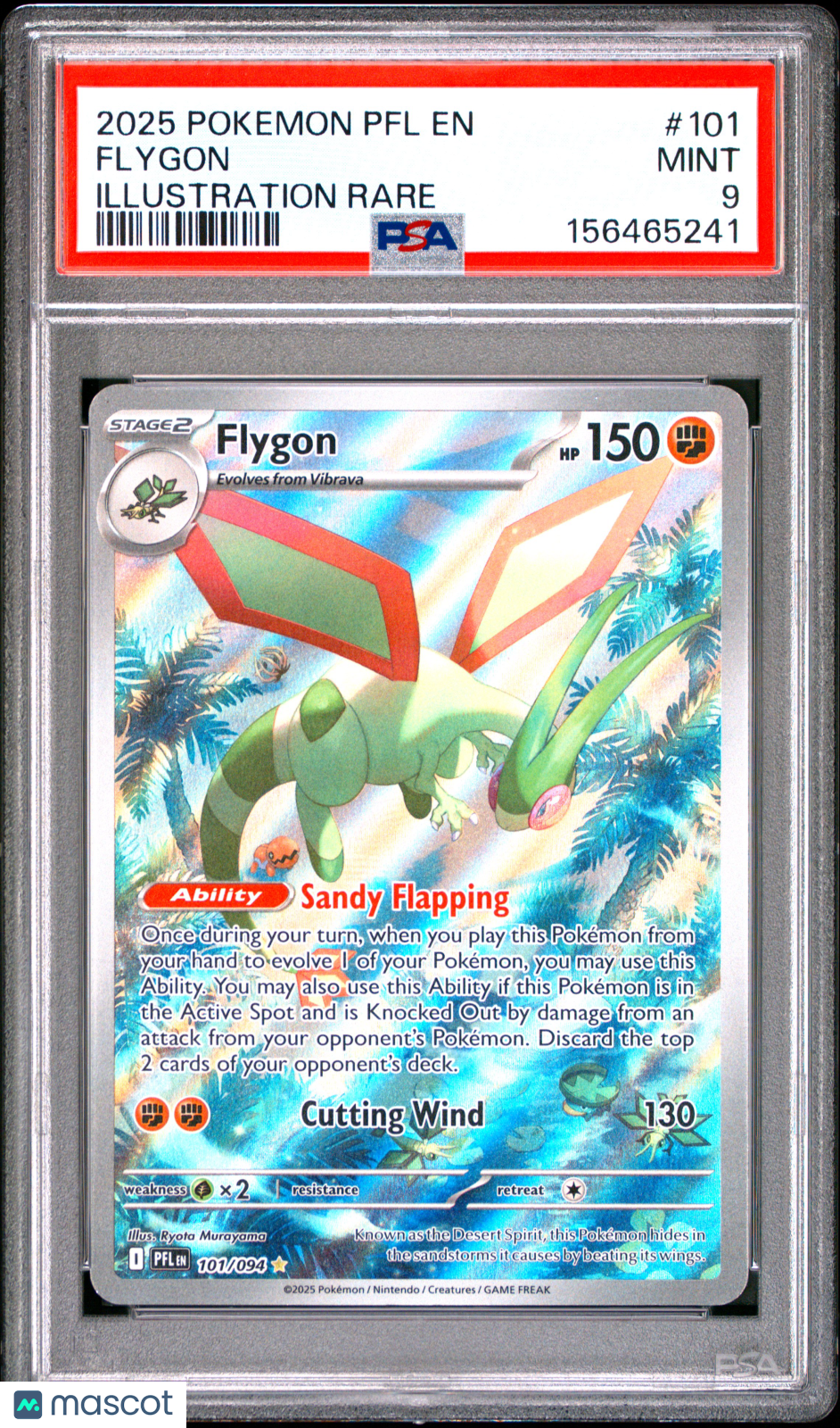 2025 Pokemon PFL EN-Phantasmal Flames Flygon #101 Illustration Rare PSA 9