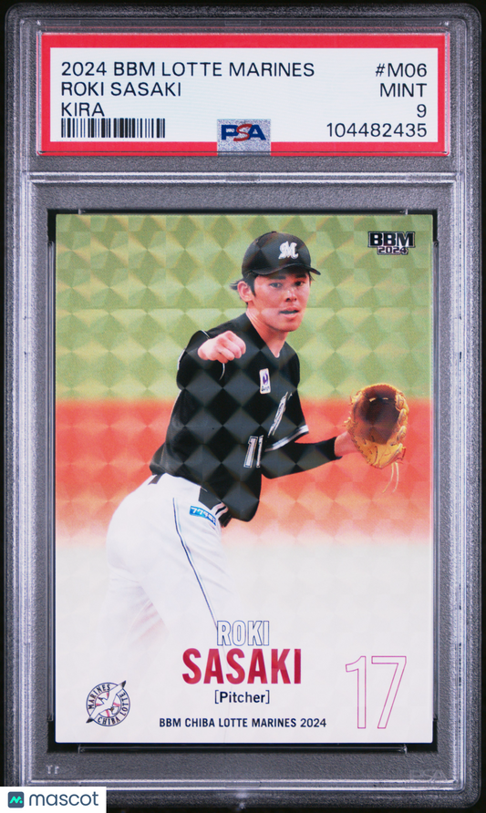 2024 BBM Chiba Lotte Marines Roki Sasaki #M06 Kira PSA 9