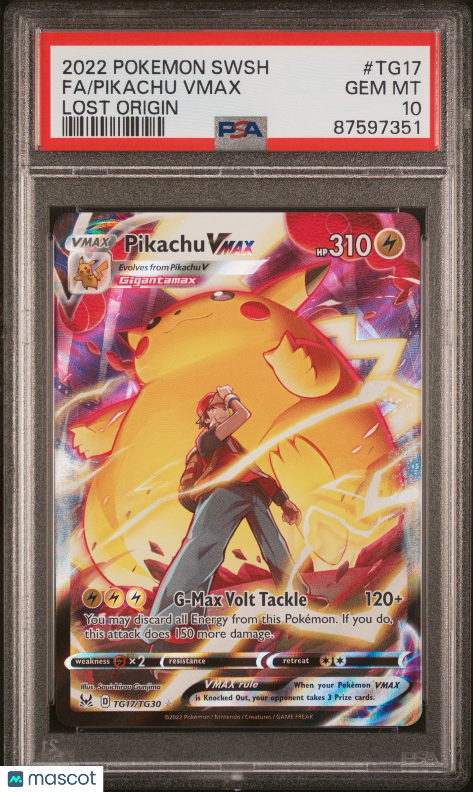 2022 Pokemon Lost Origin Pikachu Vmax Fa #TG17 PSA 10