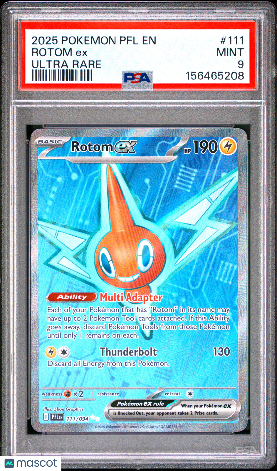 2025 Pokemon PFL EN-Phantasmal Flames Rotom EX #111 Ultra Rare PSA 9