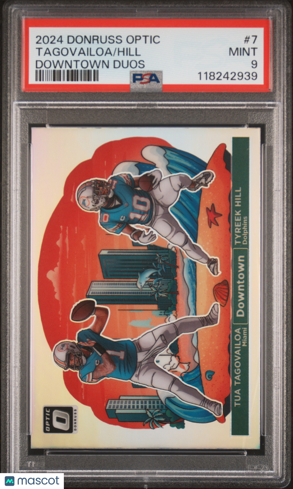 2024 Panini Donruss Optic Downtown Duos Hill Tagovailoa #7 PSA 9