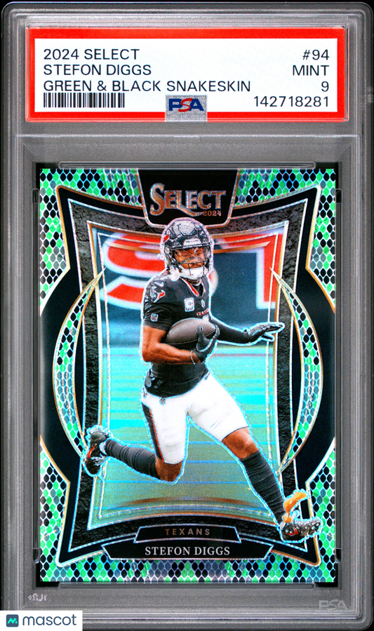 2024 Panini Select Stefon Diggs #94 Green & Black Snakeskin /2 PSA 9