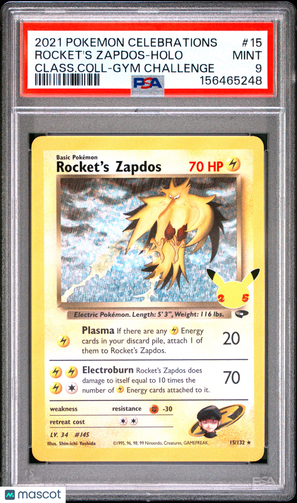 2021 Pokemon Celebrations Classic Collection Rocket's Zapdos #15 PSA 9