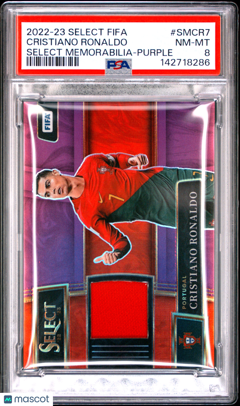 2022 Panini Select FIFA Select Memorabilia Cristiano Ronaldo #SMCR7 Purple PSA 8