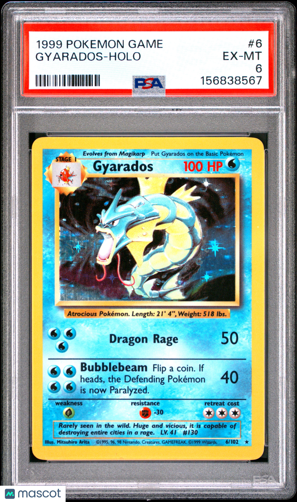 1999 Pokemon Game Gyarados #6 PSA 6