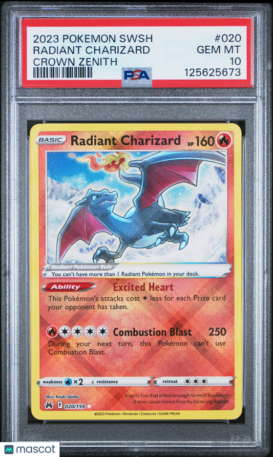 2023 Pokemon Sword And Shield Crown Zenith Radiant Charizard #020  PSA 10