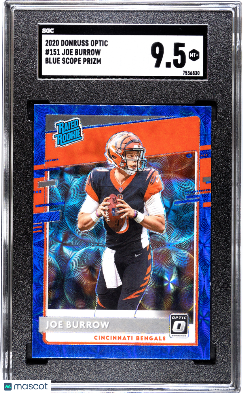 2020 Donruss Optic Joe Burrow #151 Blue Scope Prizm SGC 9.5