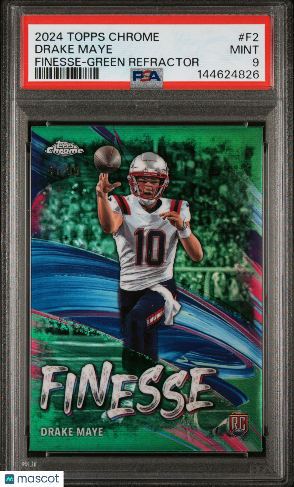 2024 Topps Chrome Finesse Drake Maye #F2 Green Refractor PSA 9