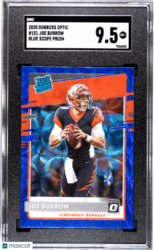 2020 Donruss Optic Joe Burrow #151 Blue Scope Prizm SGC 9.5