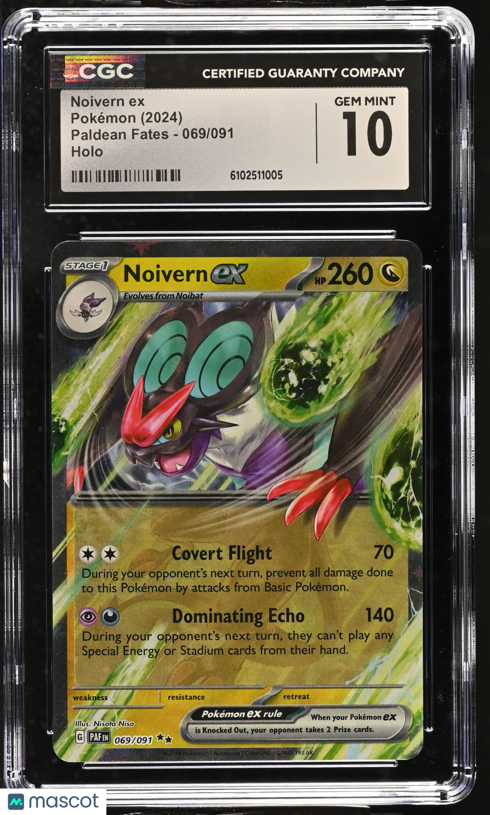 2024 Pokemon Paldean Fates Noivern ex #069/091 069/091 CGC 10