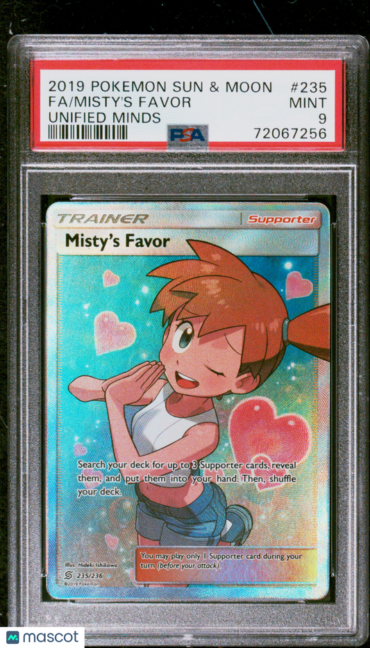 2019 Pokemon Sun & Moon Unified Minds Misty's Favor Fa #235 PSA 9