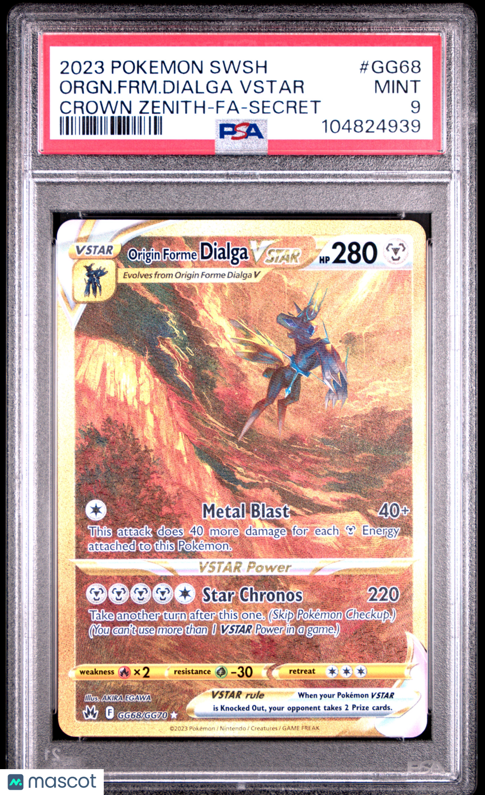2023 Pokemon Sword And Shield Crown Zenith Orgn. FRM. Dialga VSTAR #GG68 PSA 9