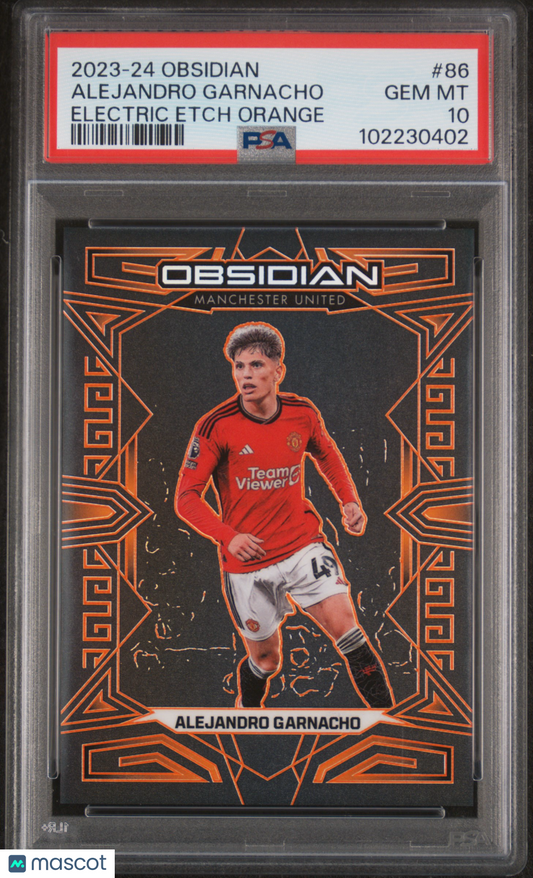 2023 Panini Obsidian Alejandro Garnacho #86 Electric Etch Orange PSA 10