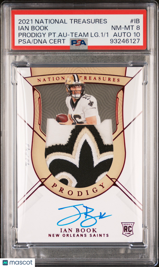 2021 National Treasures Ian Book Rookie Patch Auto Team Logo PSA 8 RPA RC