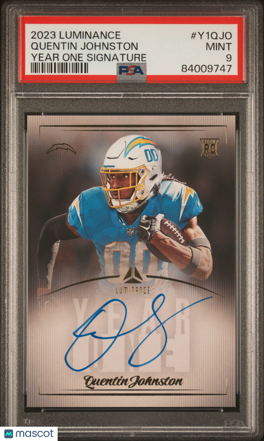 2023 Panini Luminance Year One Signatures Quentin Johnston #Y1QJO PSA 9