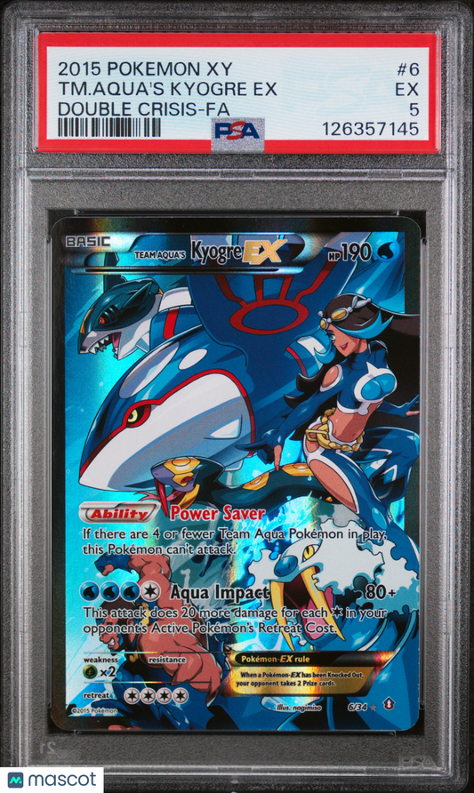 2015 Pokemon Xy Double Crisis TM. Aqua's Kyogre EX #6 Double Crisis-Fa PSA 5