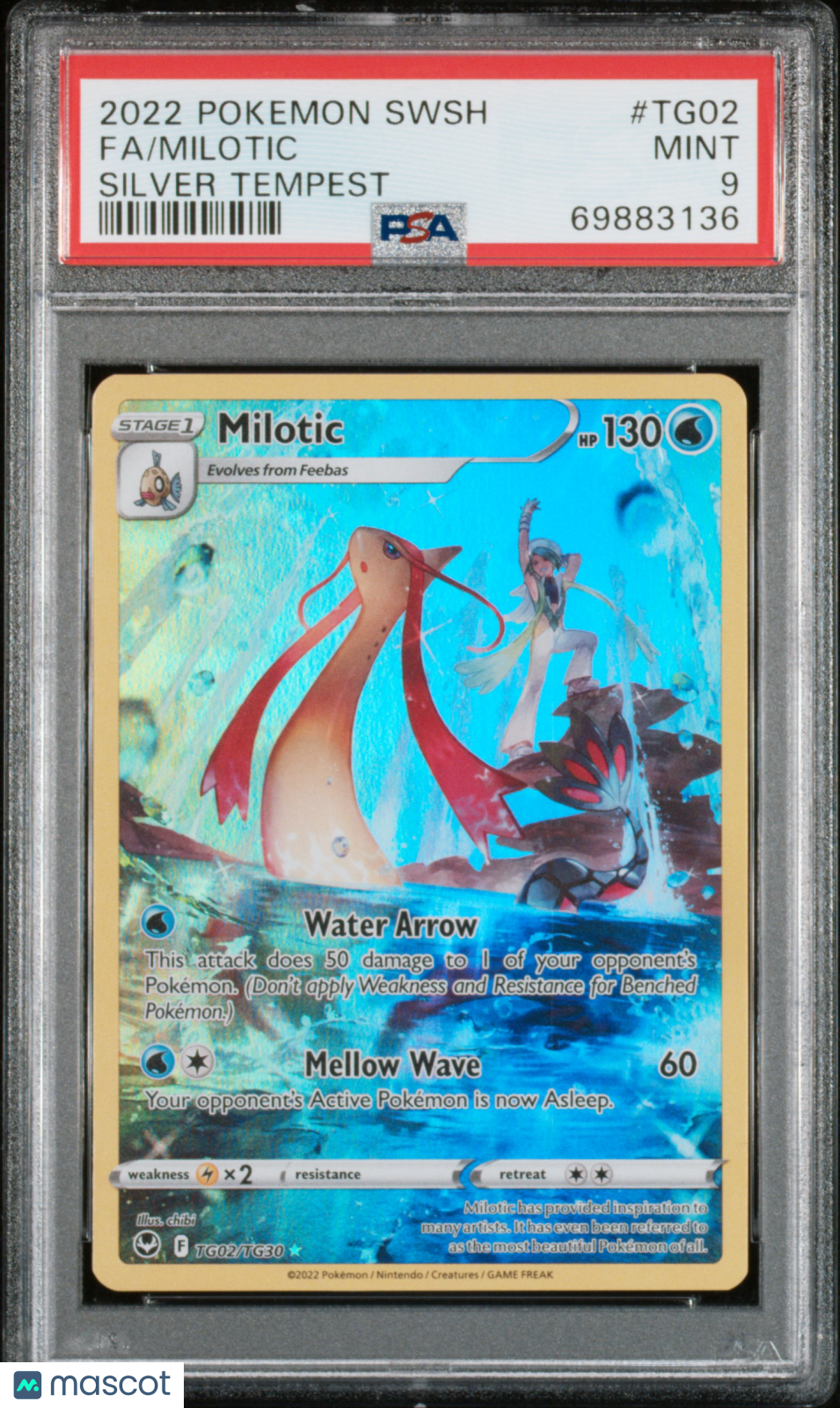 2022 Pokemon Sword & Shield Silver Tempest Milotic #TG02 Silver Tempest Fa PSA 9