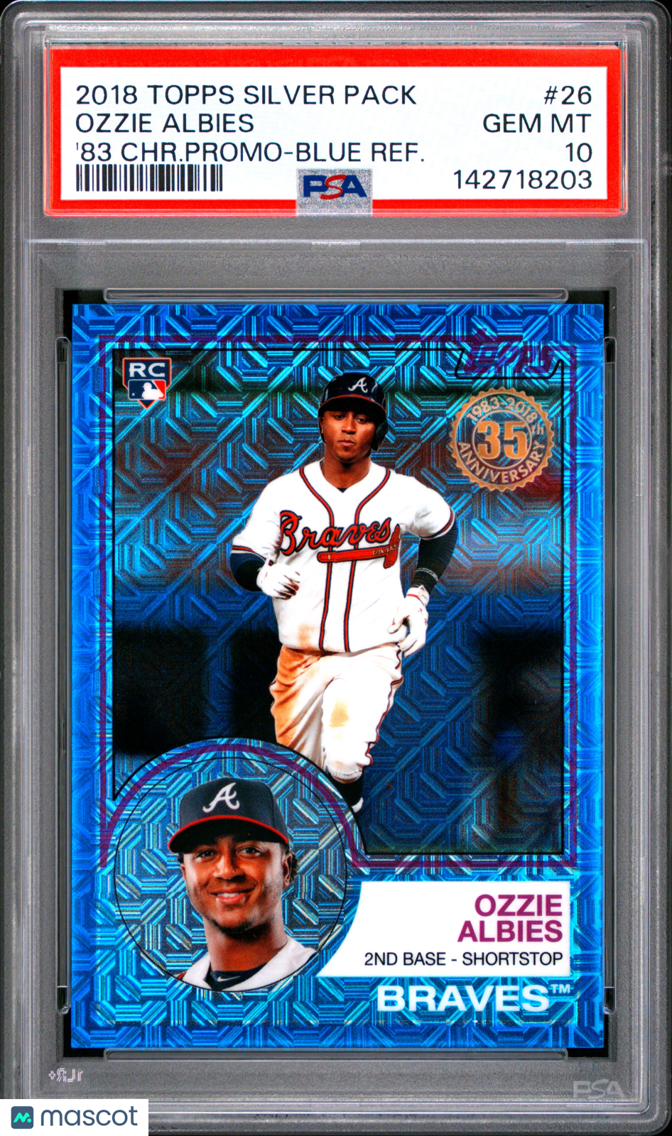2018 Topps Silver Pack 1983 Chrome Promo Ozzie Albies #26 '83 CHR. Promo Blue Refractor PSA 10