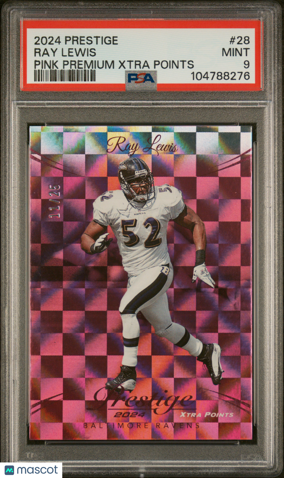 2024 Panini Prestige Ray Lewis #28 Pink Premium Xtra Points 11/25 PSA 9