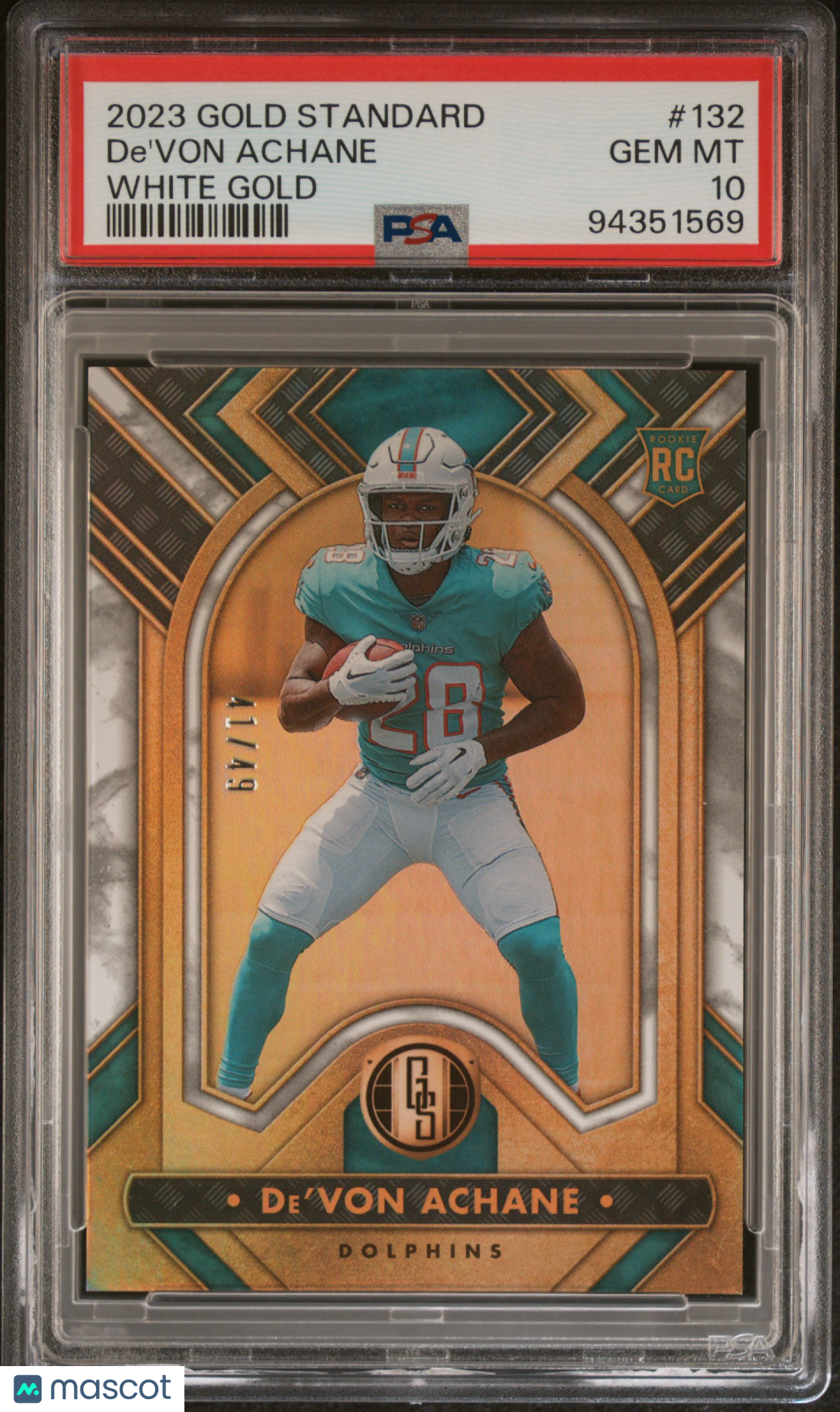 2023 Panini Gold Standard De'von Achane #132 White PSA 10