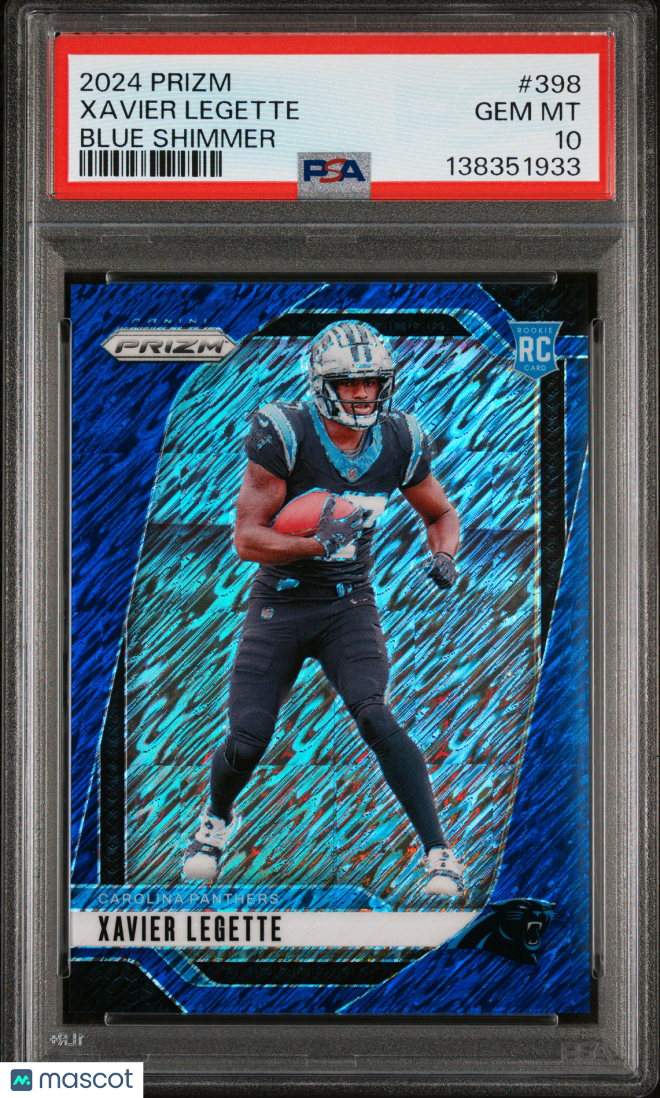 2024 Panini Prizm Xavier Legette #398 Blue Shimmer PSA 10