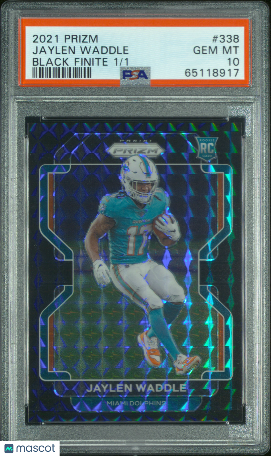2021 Prizm Jaylen Waddle #338 Black Rookie Card RC Finite PSA 10