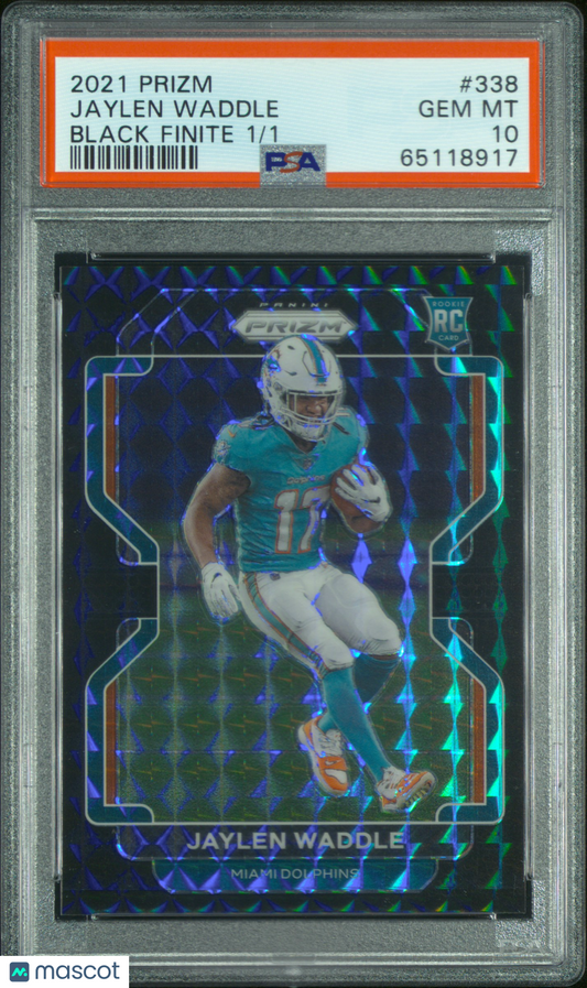 2021 Prizm Jaylen Waddle #338 Black Rookie Card RC Finite PSA 10
