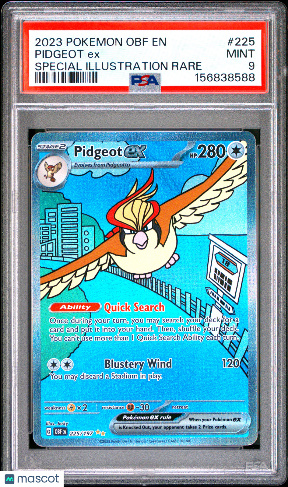 2023 Pokemon Obf EN-Obsidian Flames Pidgeot EX #225 PSA 9