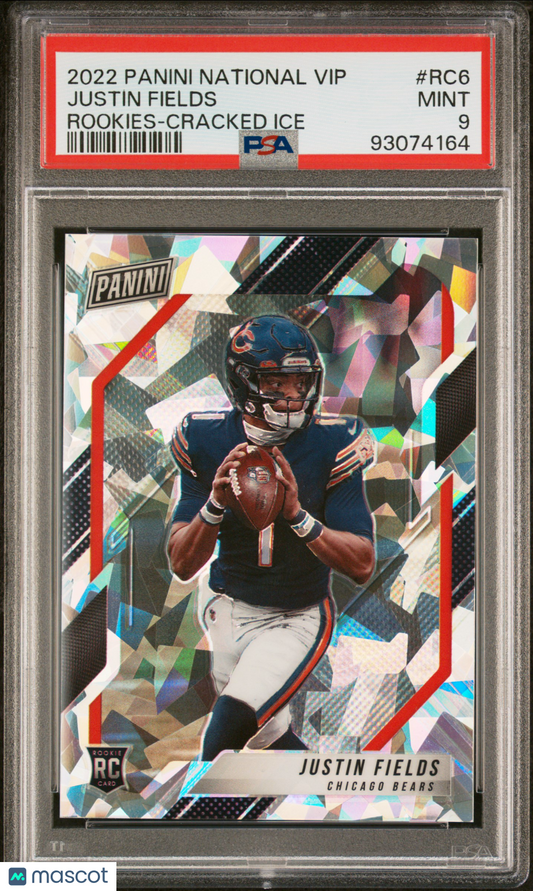 2022 Panini National Vip Rookies Justin Fields #RC6 Cracked Ice PSA 9