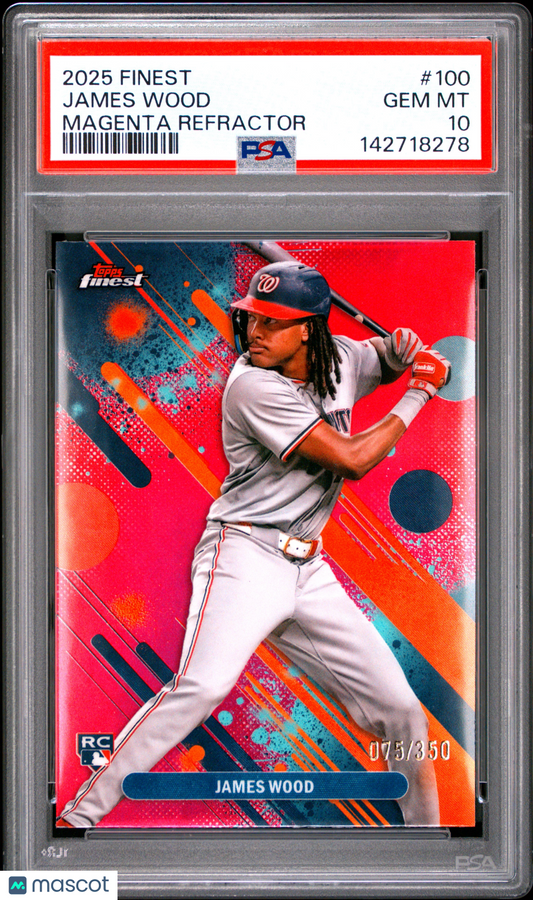 2025 Topps Finest James Wood #100 Magenta Refractor PSA 10