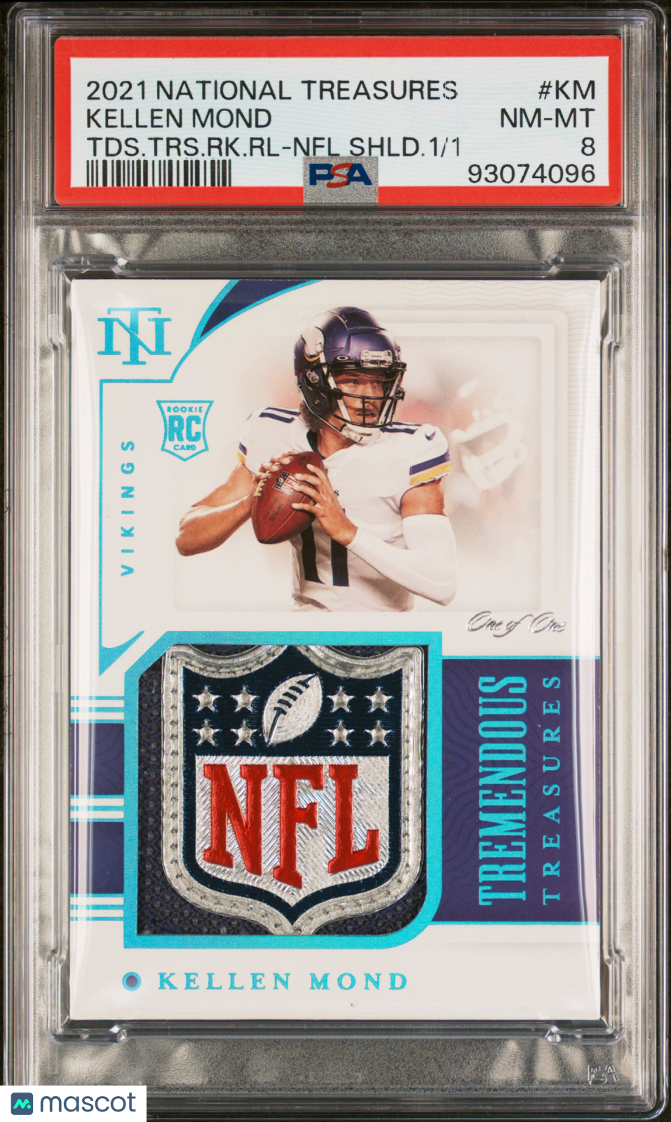 2021 National Treasures Kellen Mond #KM Rookies Relics NFL Shield PSA 8 RPA