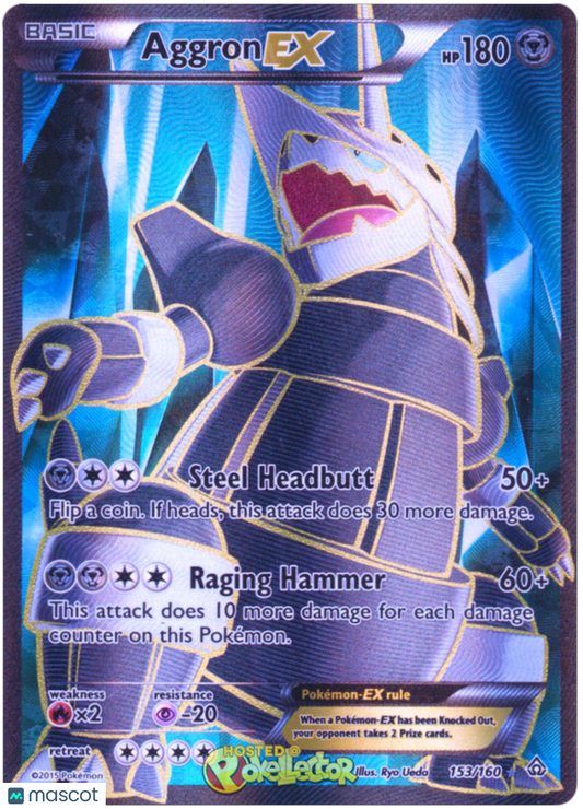 2015 Pokemon Primal Clash Aggron EX #153 AGS 10