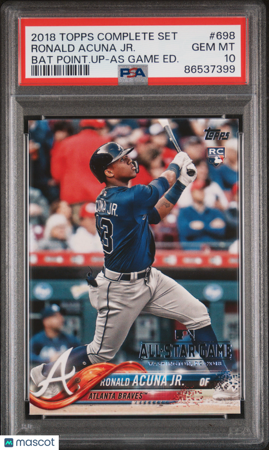 2018 Topps Complete Set Ronald Acuna JR. #698 Bat Point. Up As Game Ed. PSA 10