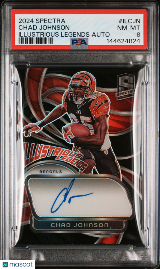 2024 Panini Spectra Illustrious Legends Autographs Chad Johnson #ILCJN 76/99 PSA 8