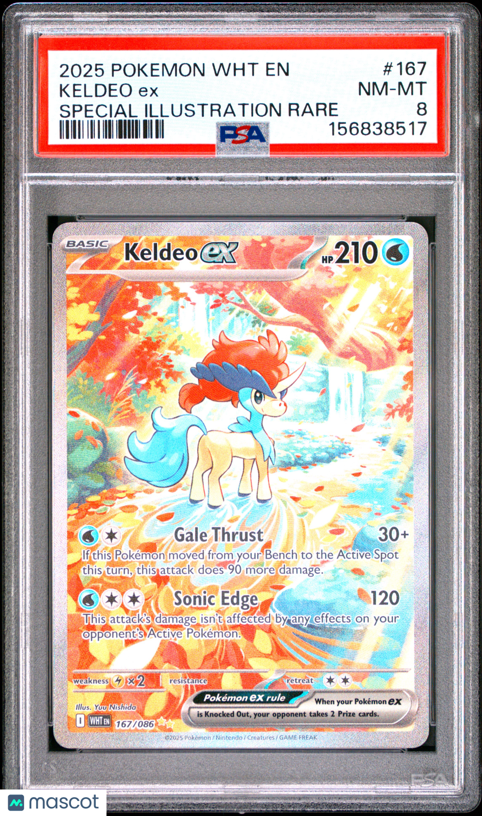 2025 Pokemon WHT EN-White Flare Keldeo EX #167 PSA 8