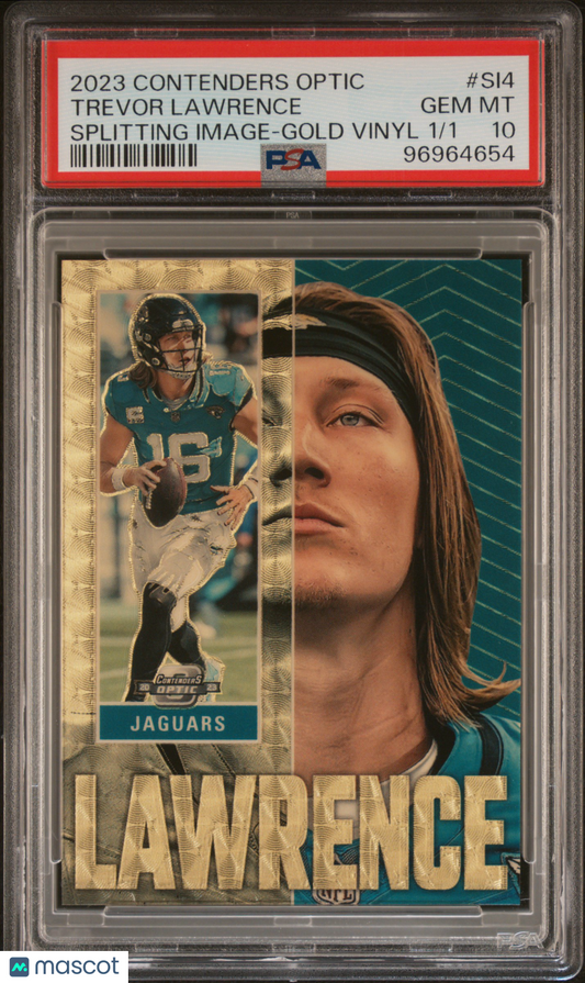 2023 Panini Contenders Optic Splitting Image Trevor Lawrence #SI4 Gold Vinyl PSA 10