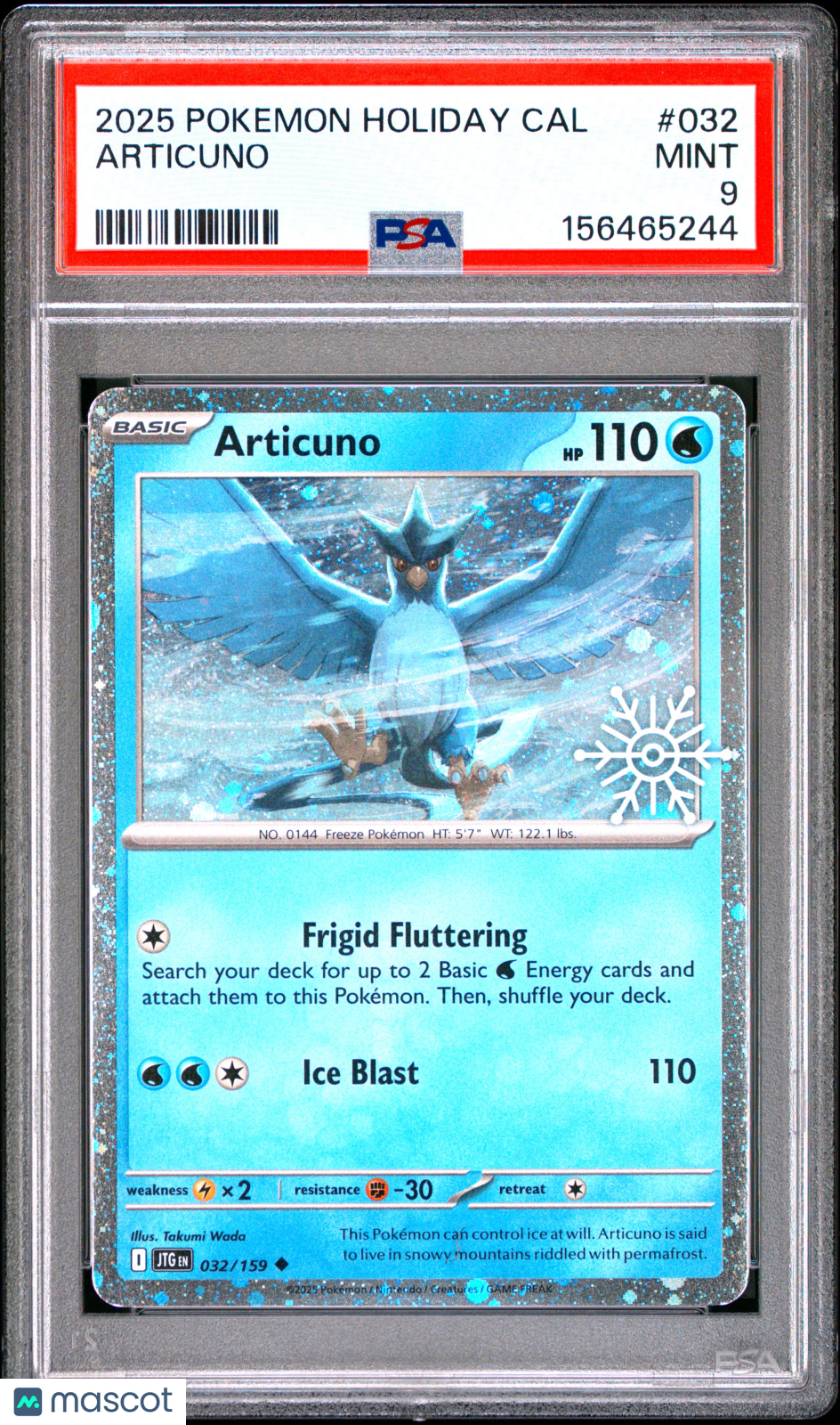2025 Pokemon Holiday Calendar Articuno #032 PSA 9