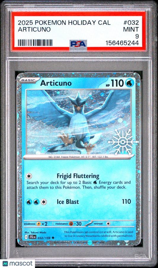 2025 Pokemon Holiday Calendar Articuno #032 PSA 9